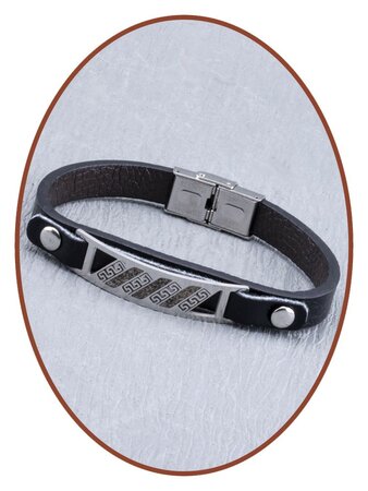 Edelstalen RVS/Leer Heren As Armband - ASB017